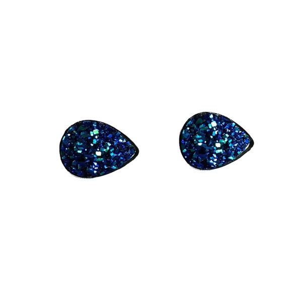 gallery_of_gems Jewelry - Blueberry Faux Druzy Teardrop Stainless Earrings